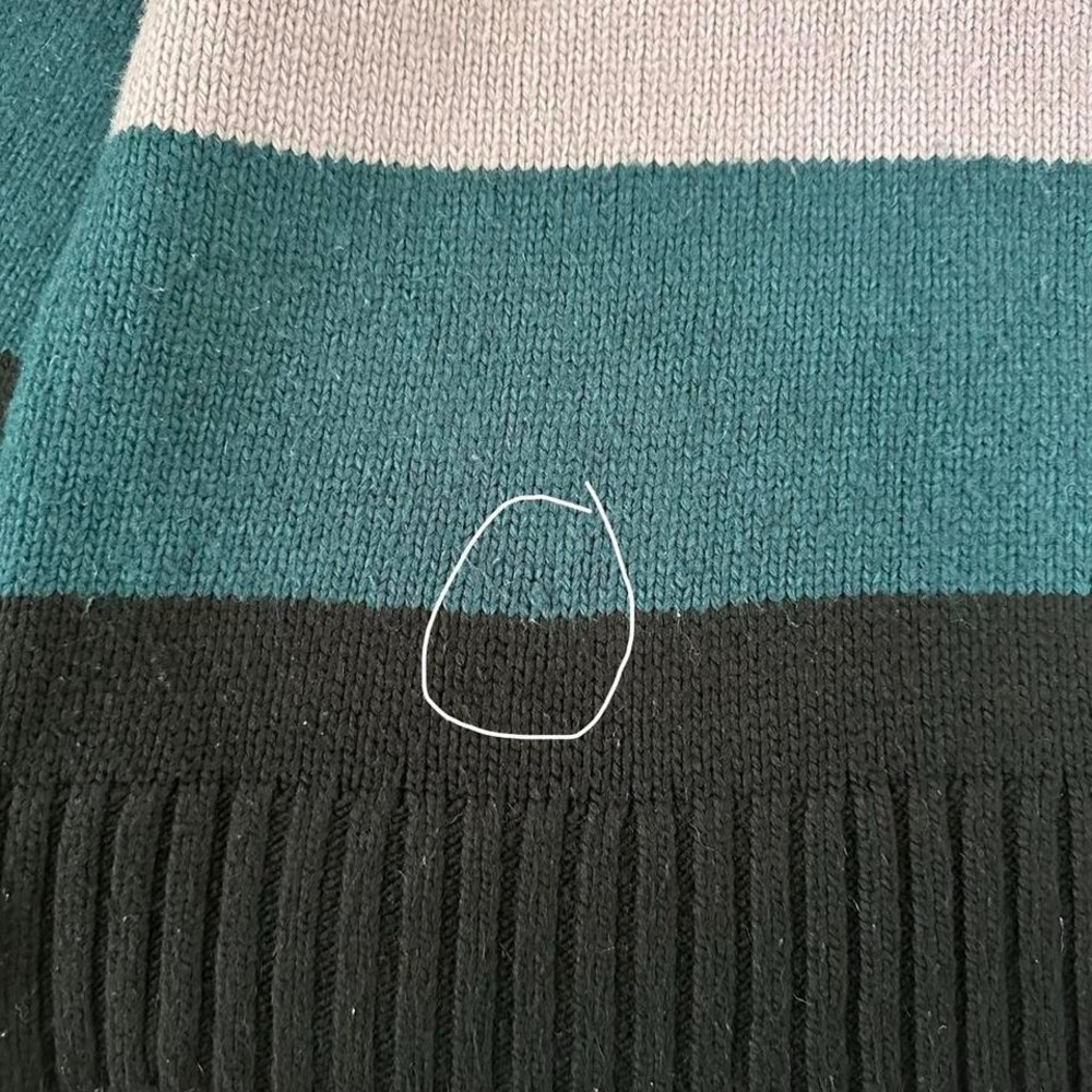 Ann Taylor Womens Colorblock Mock Neck Sweater Purple Teal Black Stripe Size M - Picture 7 of 7